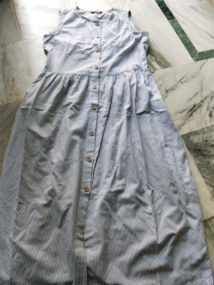 Striped Button-Down Maxi Dress