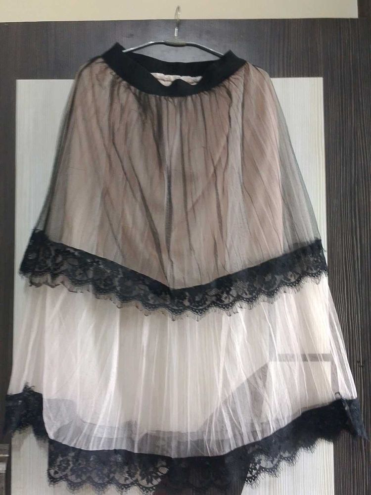 Sheer Lace Trimmed Skirt(M TO XL)