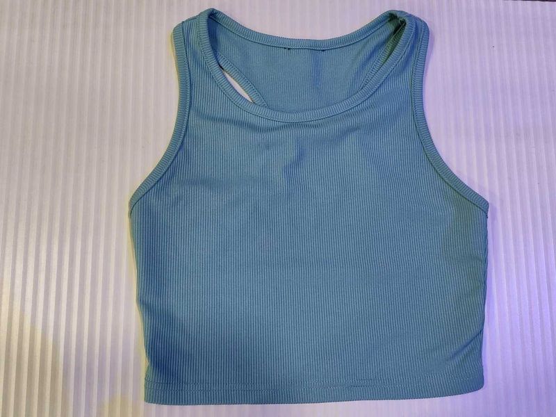 Blue Ribbed Tank Top