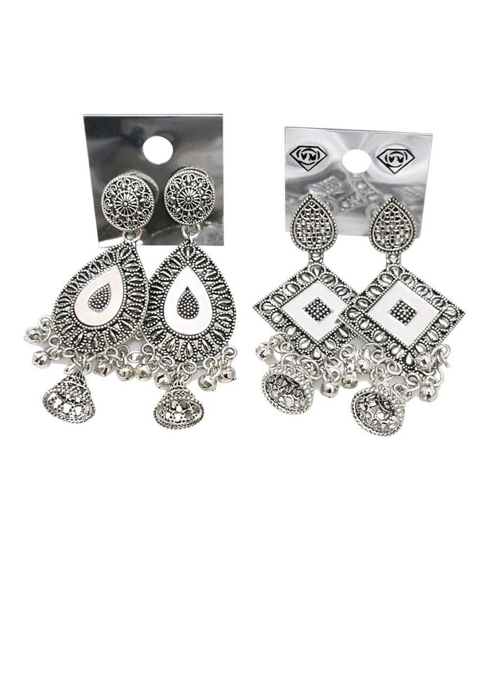 Oxidized Silver Jhumka Earrings