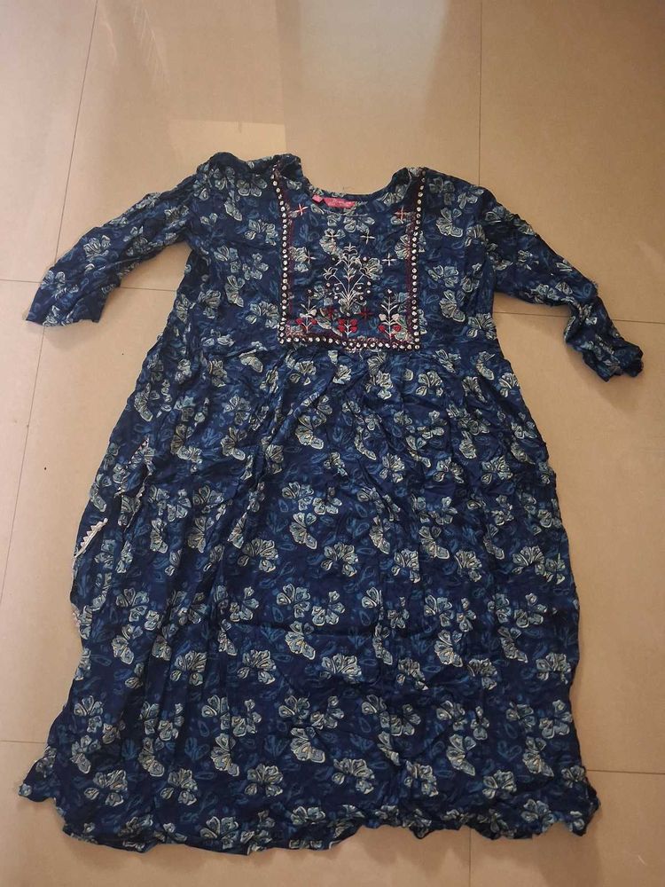 Blue Floral Print Kurta