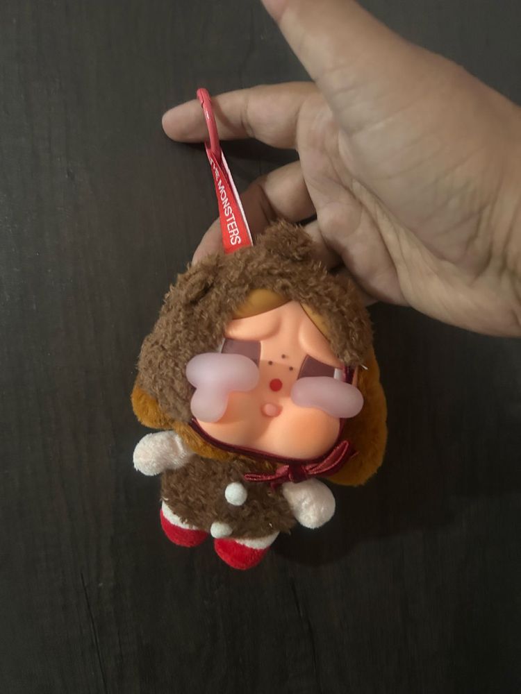 POP MART CRYBABY plush pendant keyring featuring
