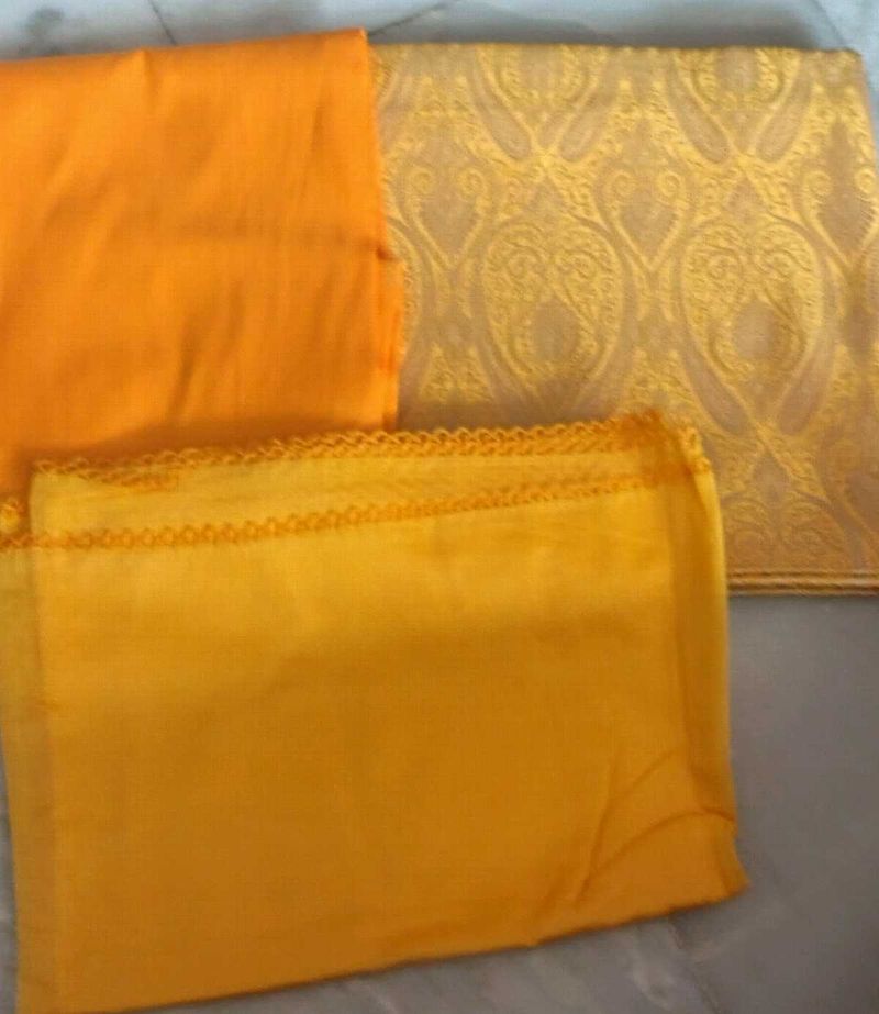 Yellow Dress Material with Print