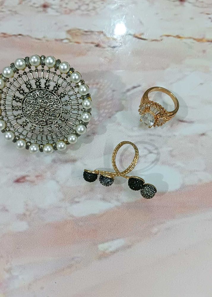 Combo of 3 Pearl and stone Rings