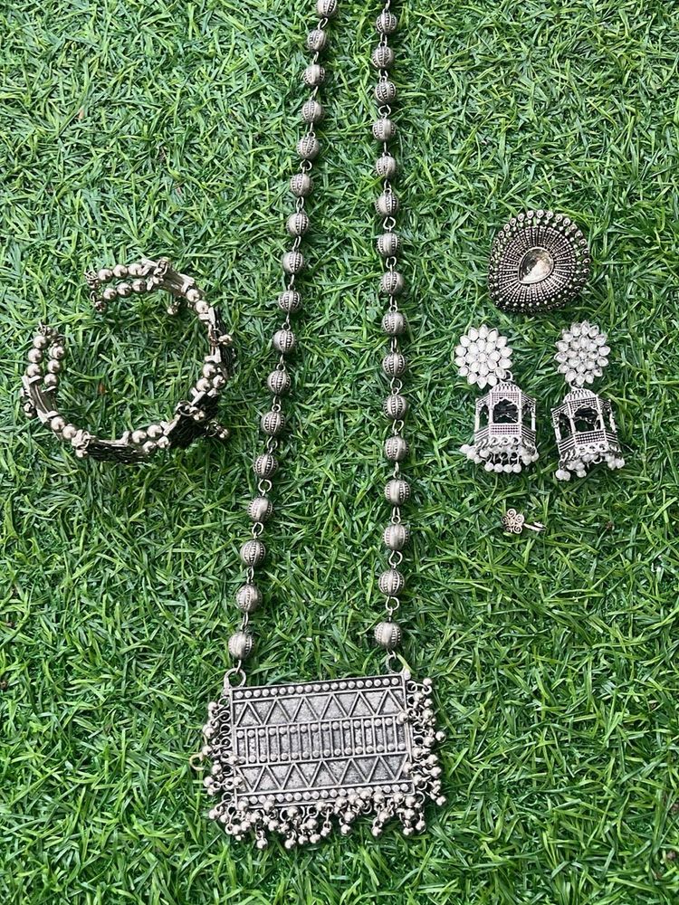 Garba special Oxidized Silver Jewelry Set