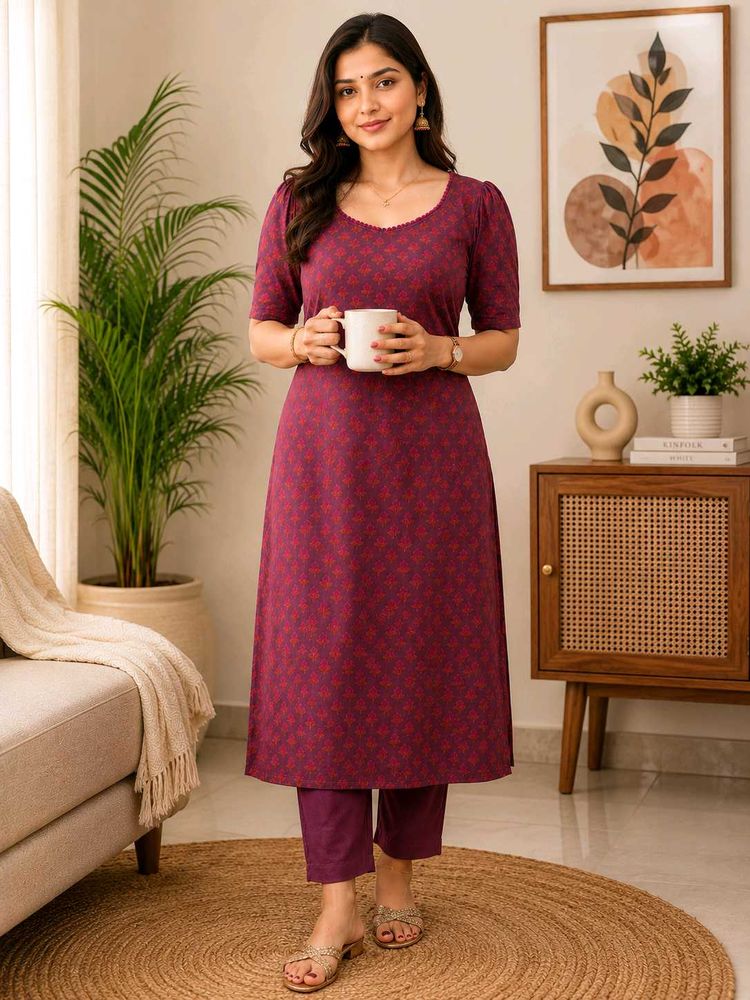 Floral Print Kurti Top and Pants