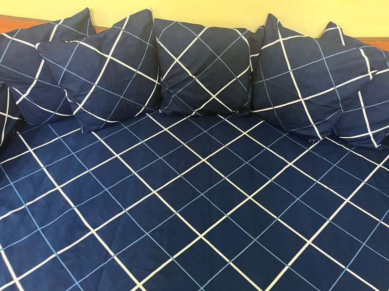 Navy blue  diwaan bedsheet with cushion cover