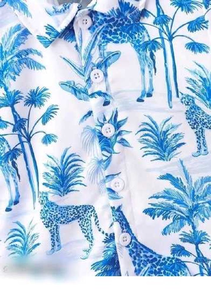 Safari Print Button-Up Shirt
