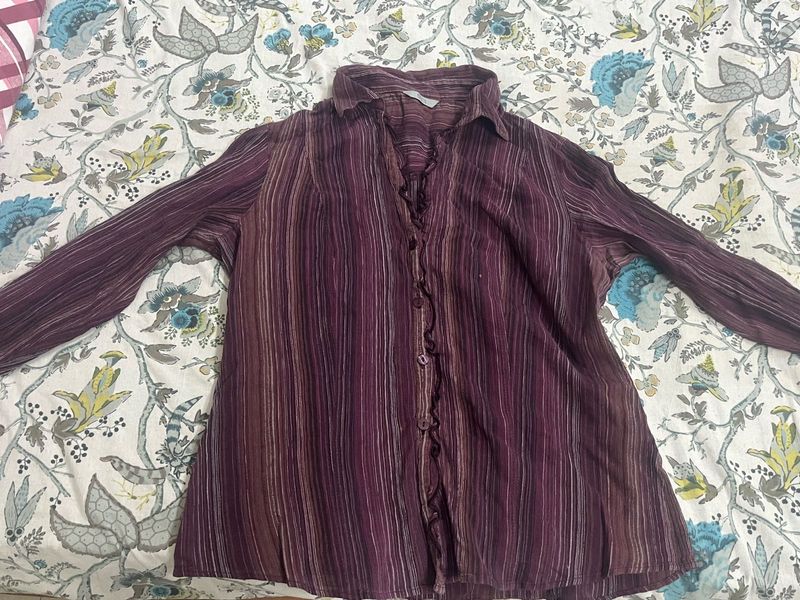 Striped Button-Up Blouse