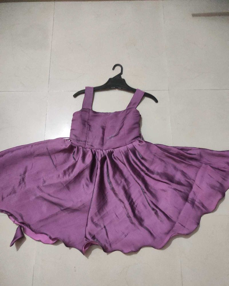 Women’s Purple Satin Fit &amp; Flare Mini Dress with
