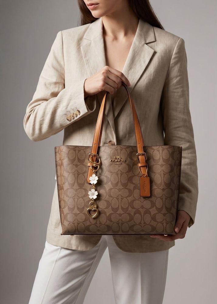 Coach Signature Tote Bag with Charms