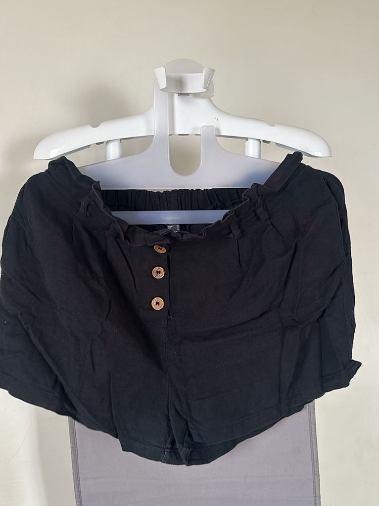 Black Shorts (cotton Linen Fabric )