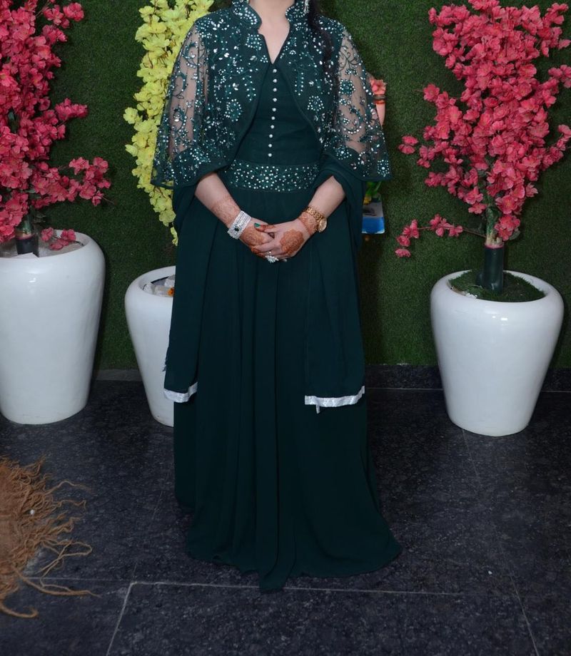 Elegant Embellished Green Gown with Jacket
