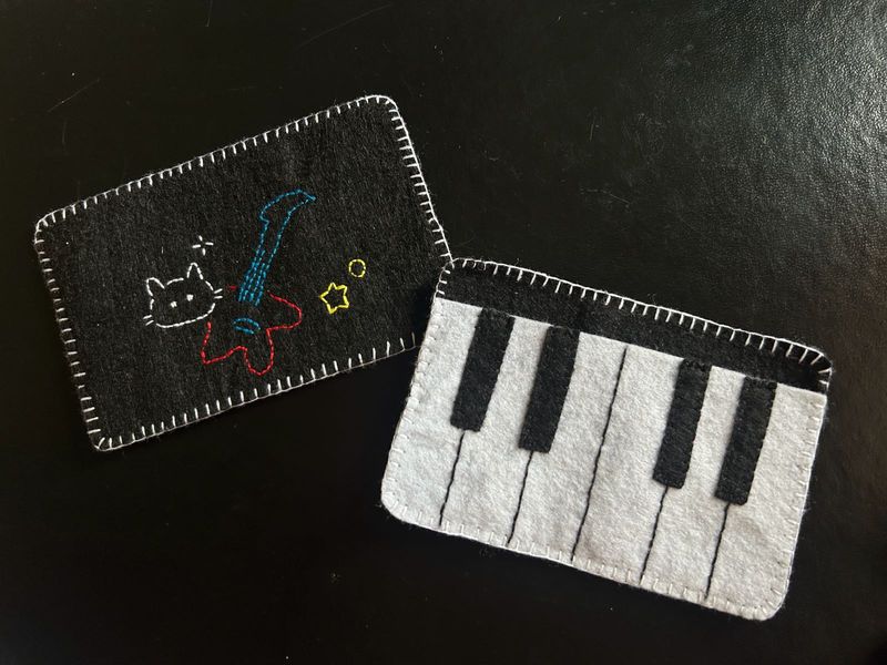 Handmade Felt card wallet - Music Theme