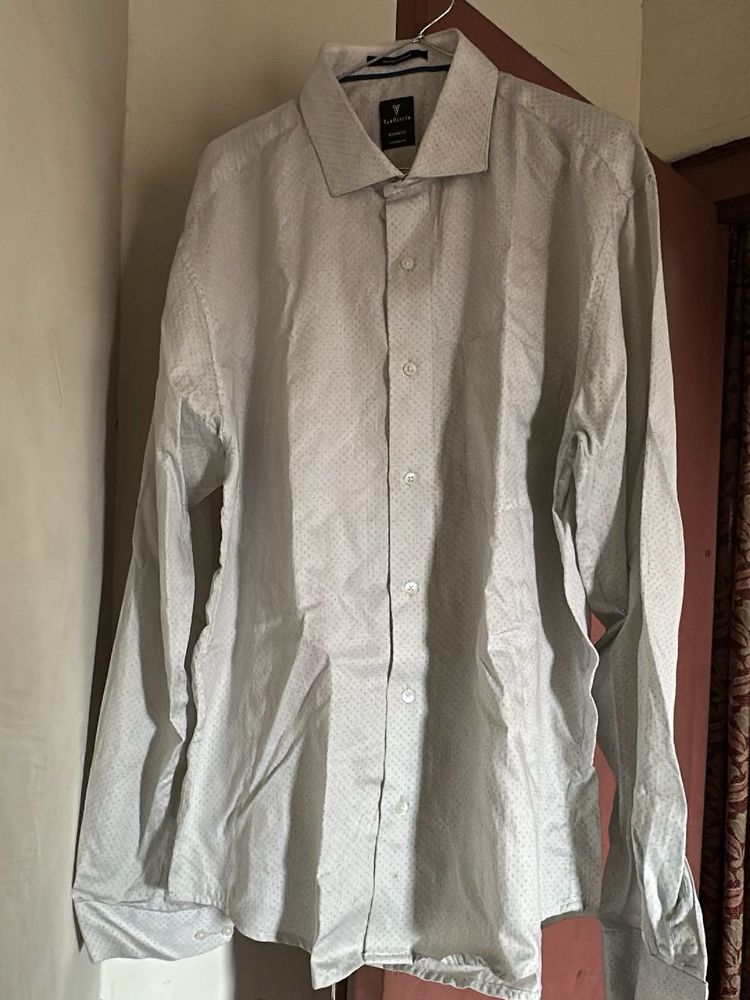 Men's White Textured Dress Shirt