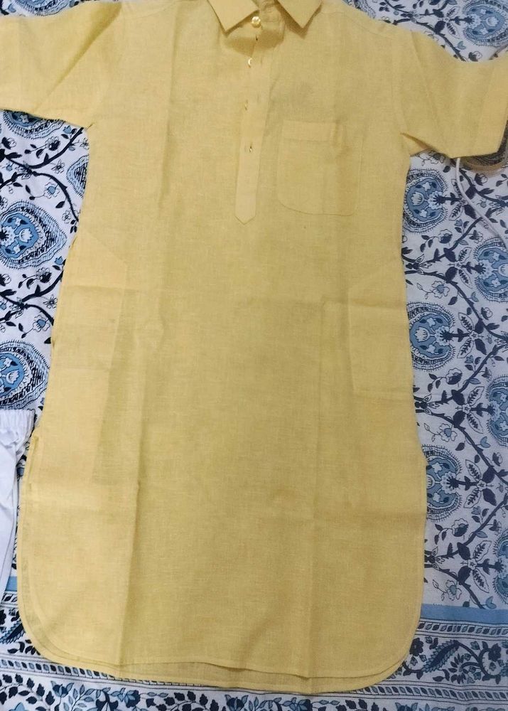 Yellow Cotton Kurta pajama