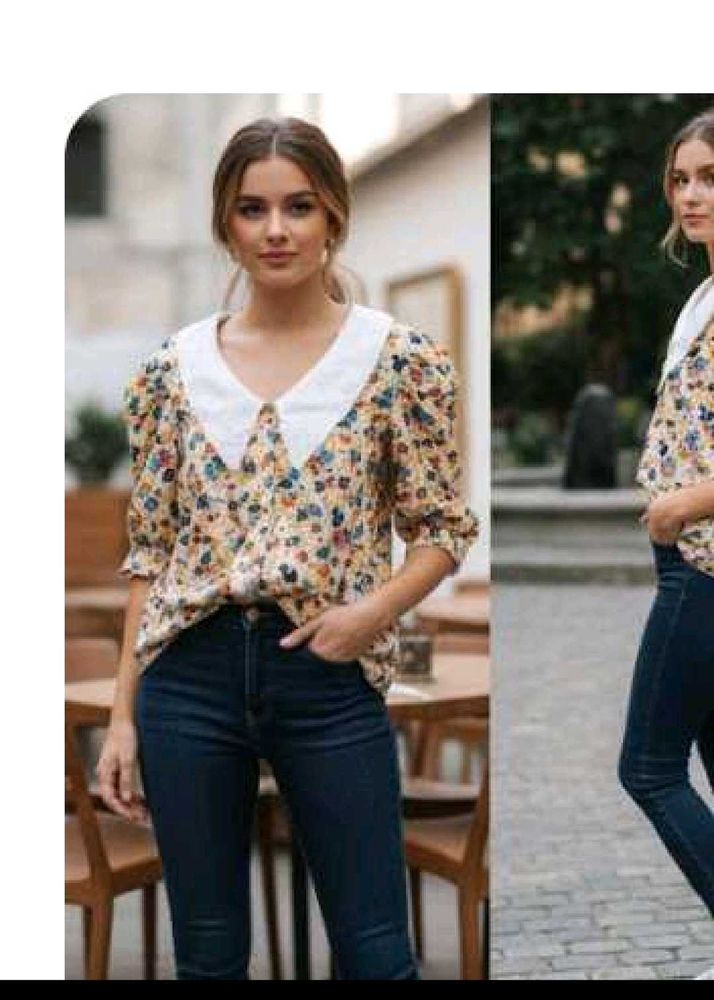 Vintage Floral Blouse with Peter Pan Collar