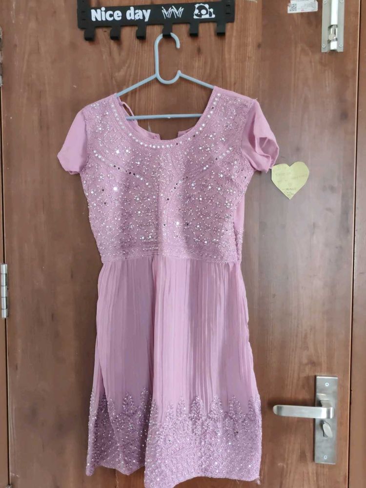 pink georgette designer dress for girls