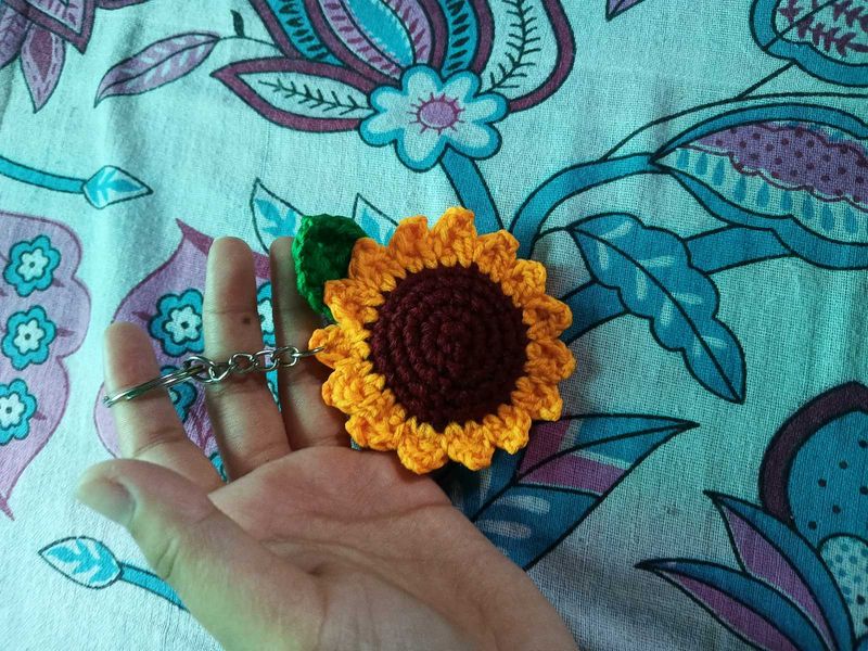 Handmade Crochet Sunflower Keychain