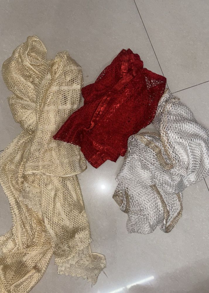 Elegant Lace Dupattas - Set of 3