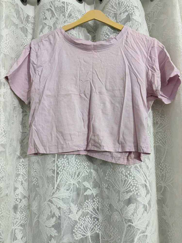 HERE &amp; NOW  Light Purple Cropped T-Shirt