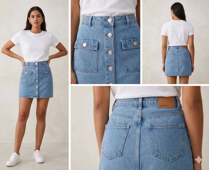 Denim Button-Front Mini Skirt
