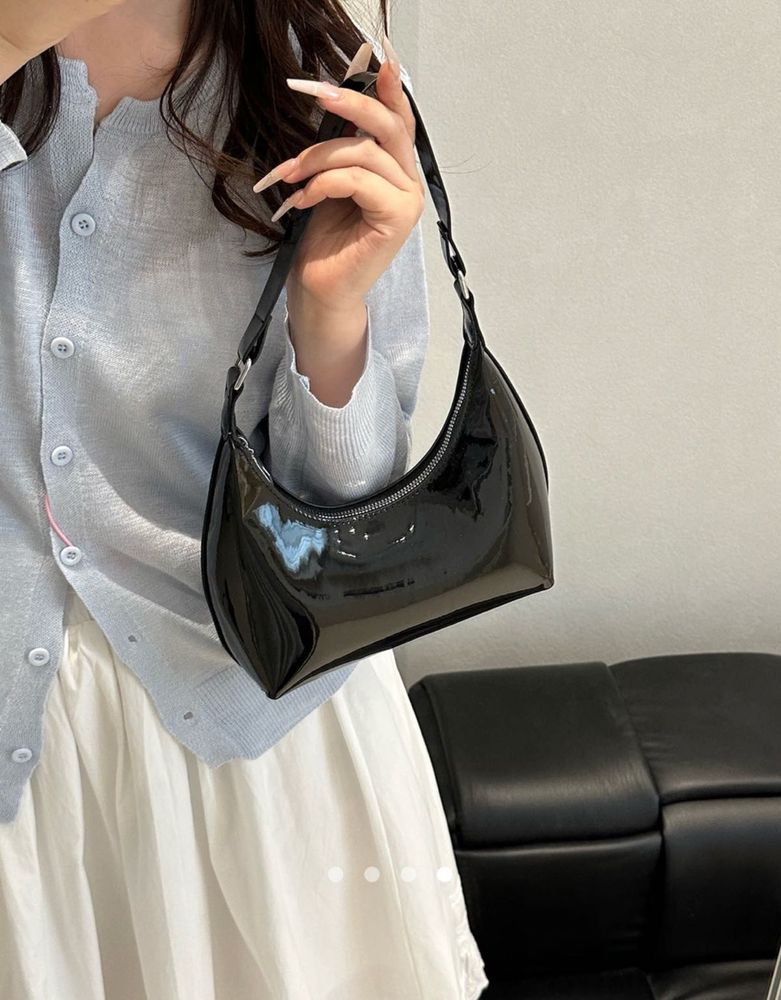 Chic Black Patent Shoulder Bag