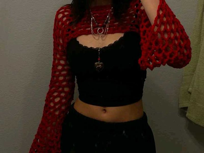 Red Crochet Bolero Shrug