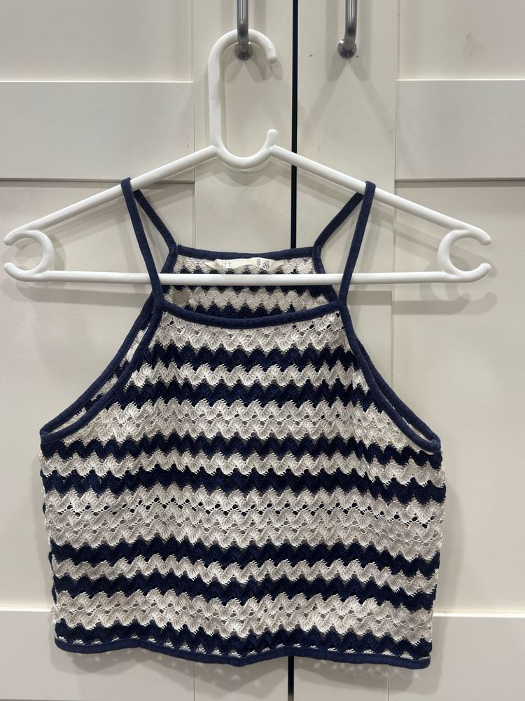 Chic Striped Crochet Crop Top
