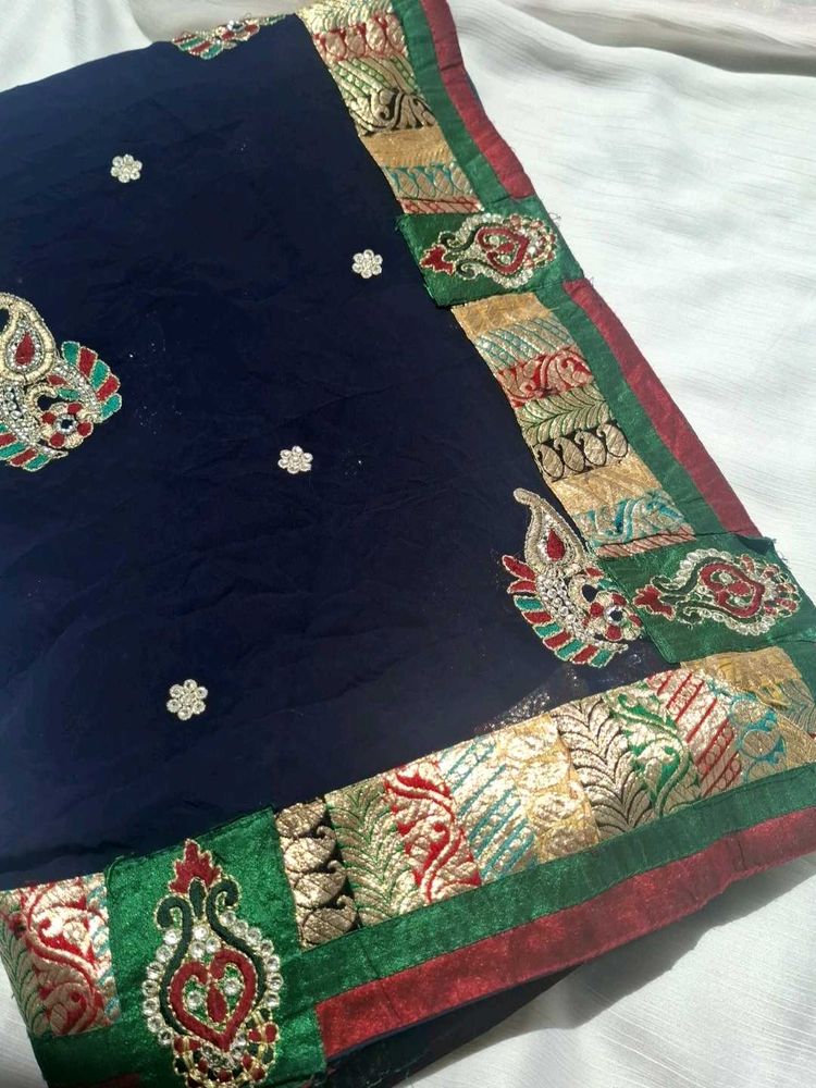 Designer Navy Blue Saree