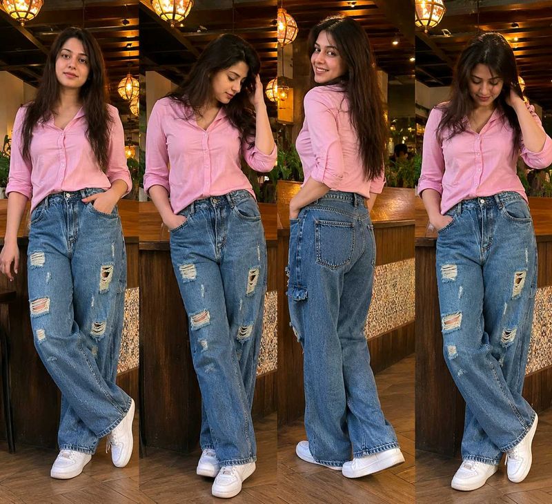 Distressed Blue Jeans Women