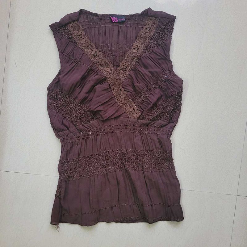 Boho Smocked V-Neck Top