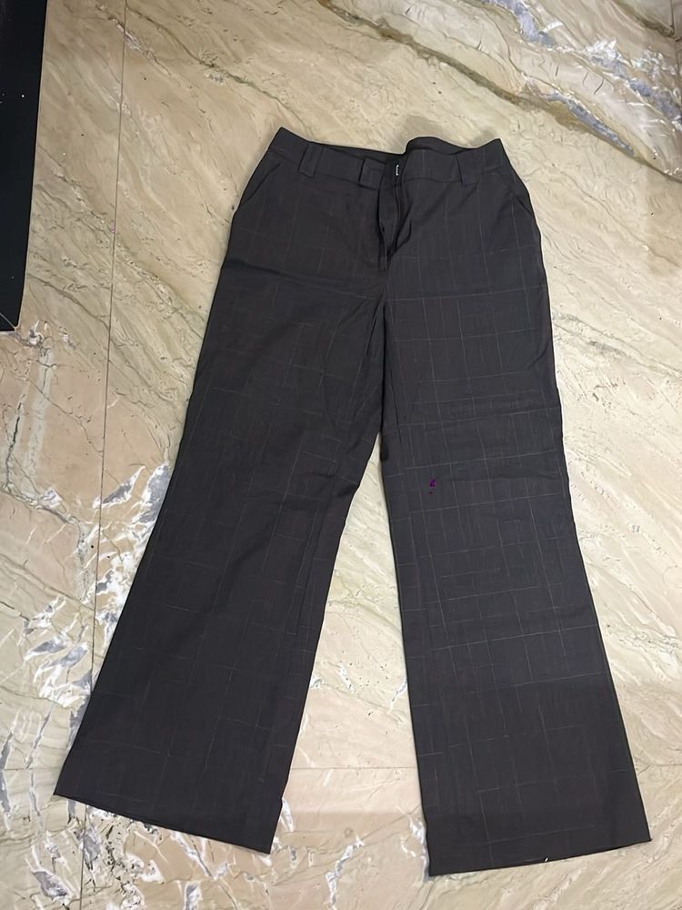 Classic Plaid Wide Leg Trousers