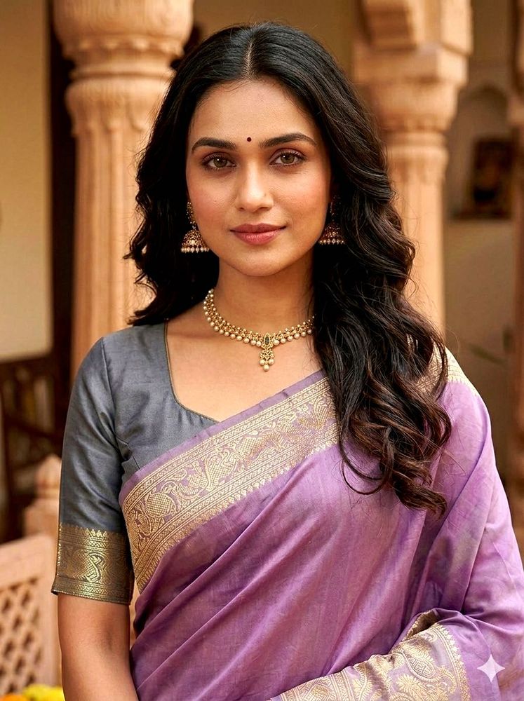 Elegant Lavender Silk Saree