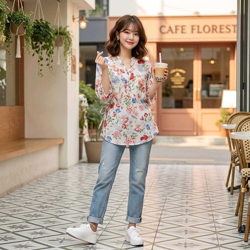 Chic Floral Top with Back Tie