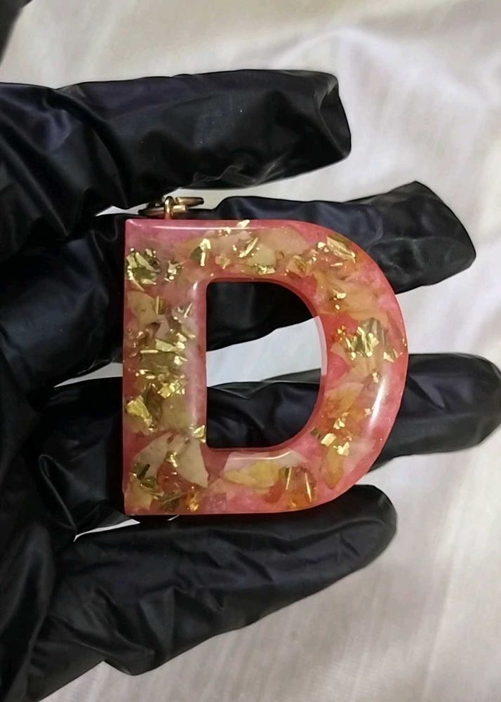 Resin Letter 'D' Keychain