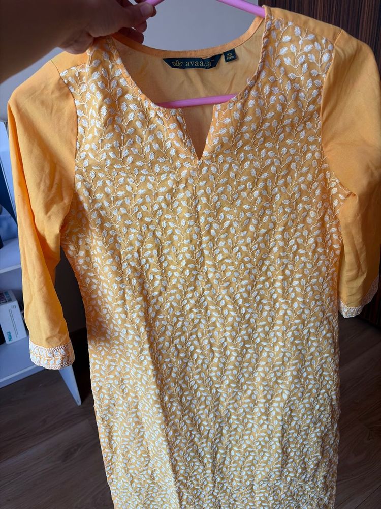 Beautiful yellow Embroidered Kurta