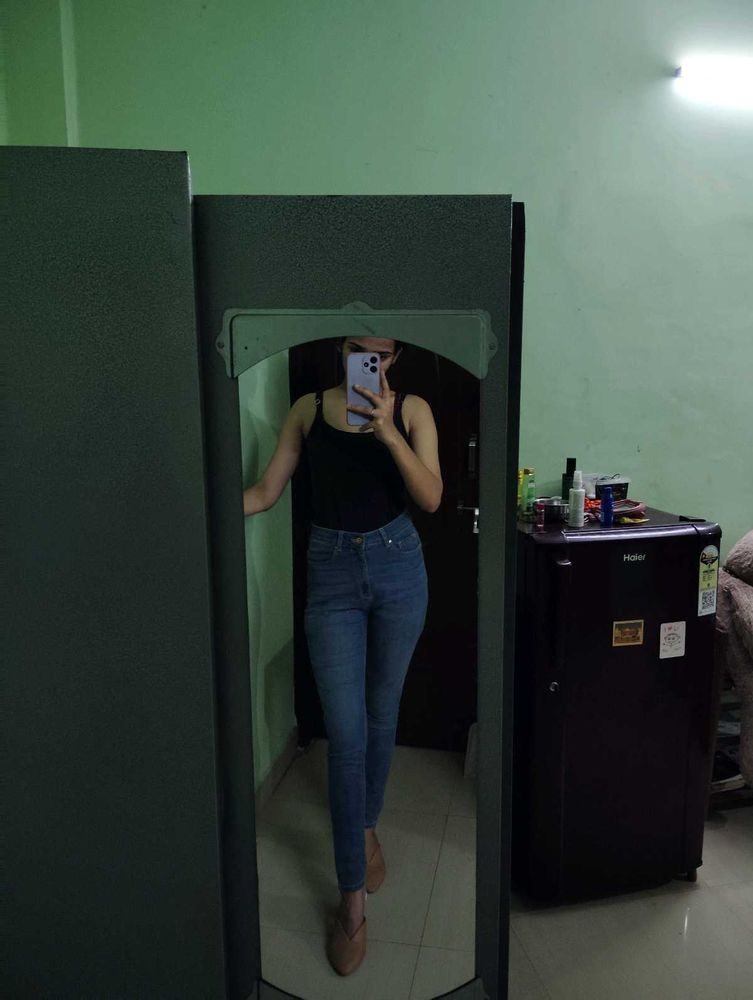 High-Waisted Blue Denim Jeans