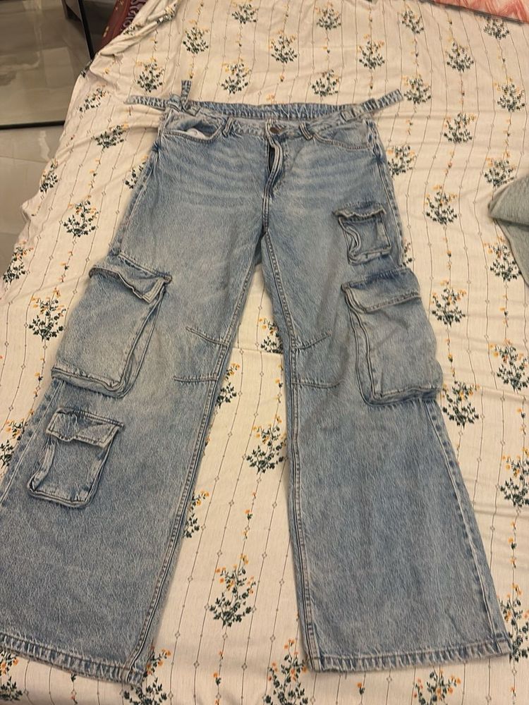 Light Wash Cargo Jeans