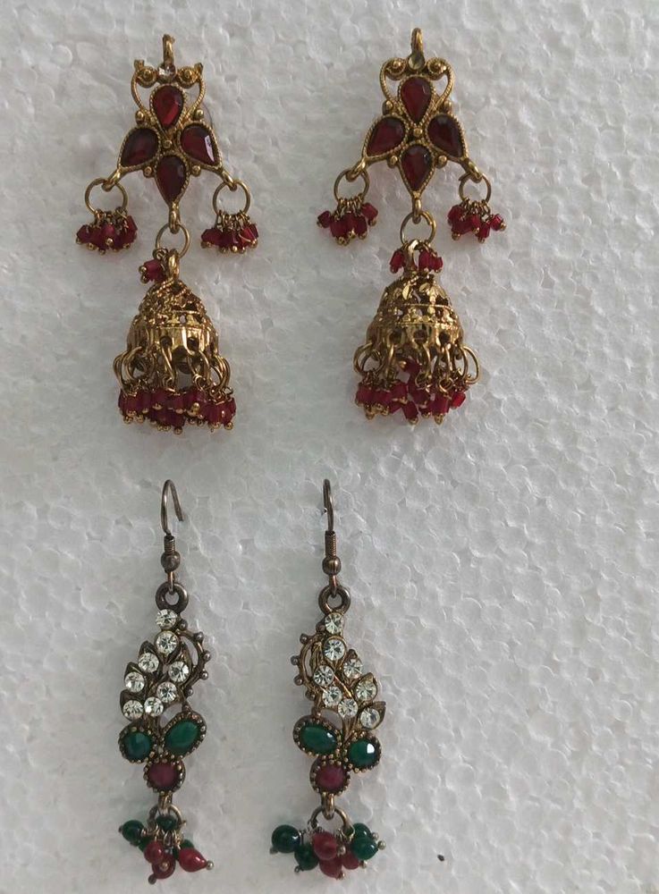 Exquisite Pair of Indian Jhumka Earrings