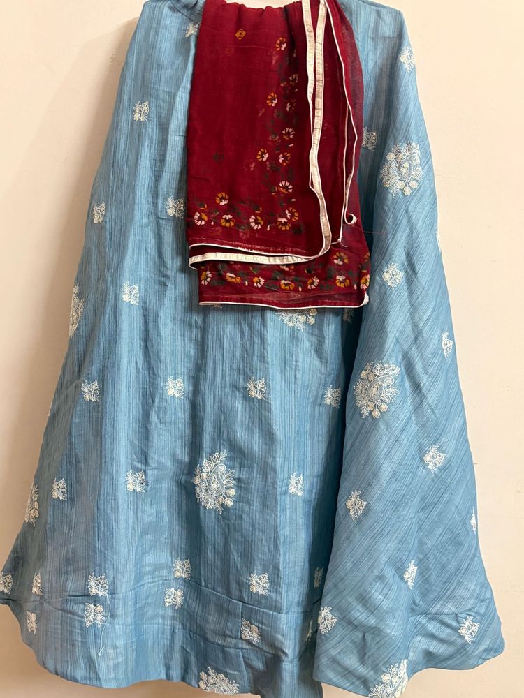 Blue Embroidered Lehenga Choli Set