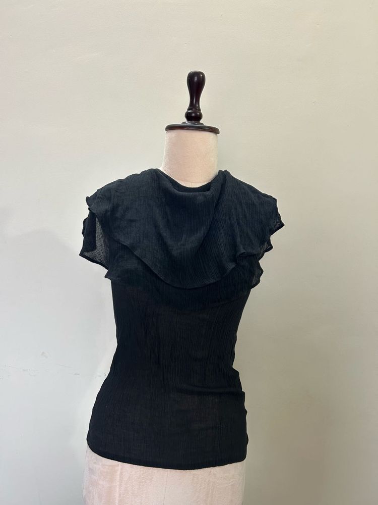 Elegant Black Ruffle Top