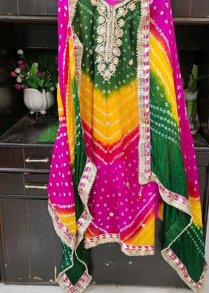 Vibrant Bandhani Print Kurta Set