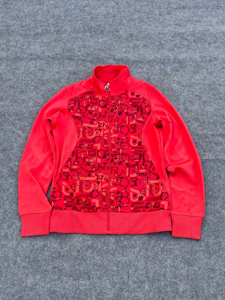 Vibrant Red Graphic Track Jacket