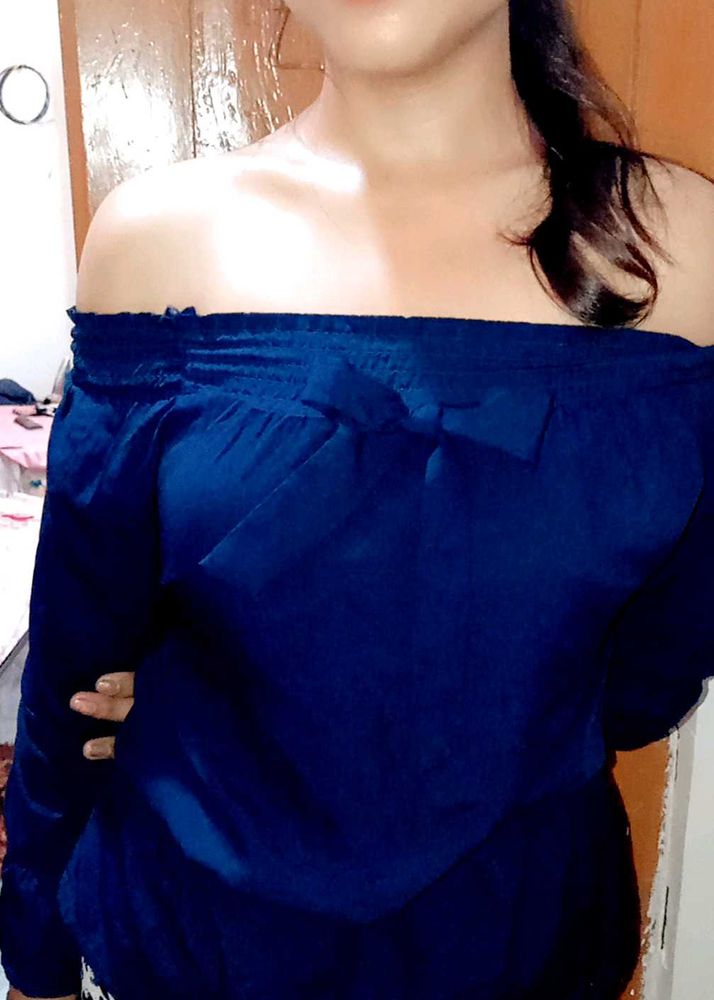 Navy Blue Off Shoulder Top🎉