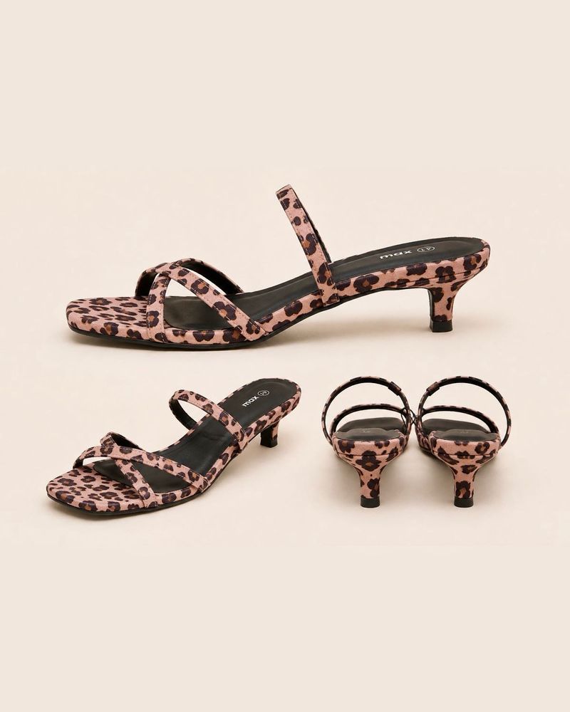 Leopard Print Kitten Heel Sandals