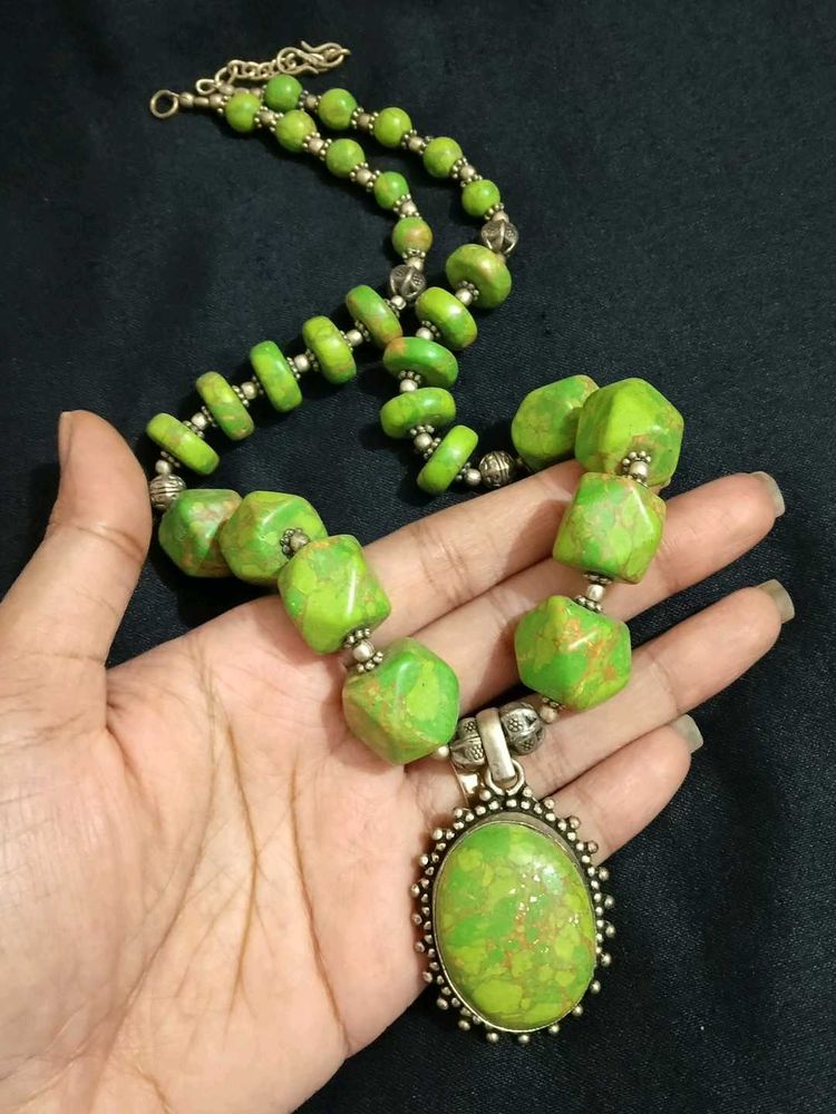Unique Green Beaded Necklace