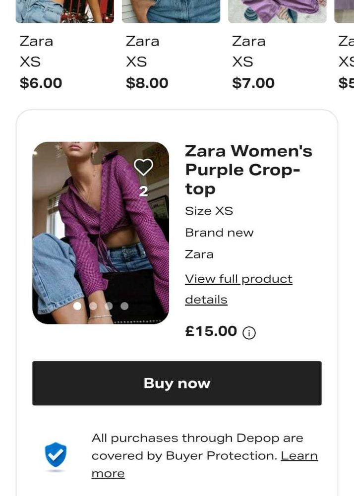 zara Chic Purple Checkered Crop Top
