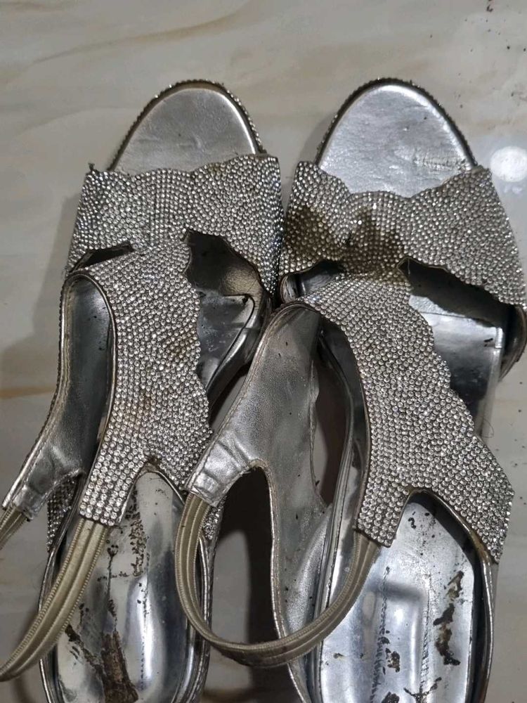 Silver Rhinestone Flats