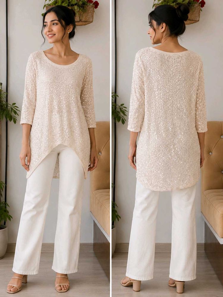 Sparkling Cream Tunic Top